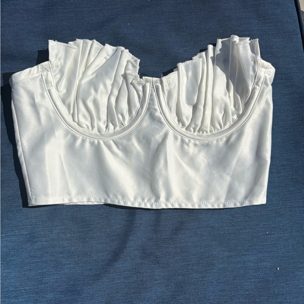 NWT Pretty Little Thing White Satin Corset Top